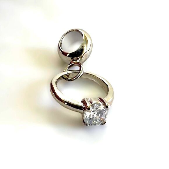 Silver Engagement Ring Charm - Picture 1 of 3